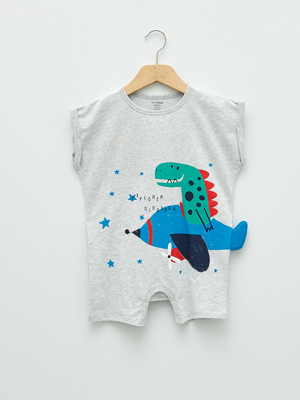 Crew Neck Short Sleeve Printed Baby Boys' Jumpsuit