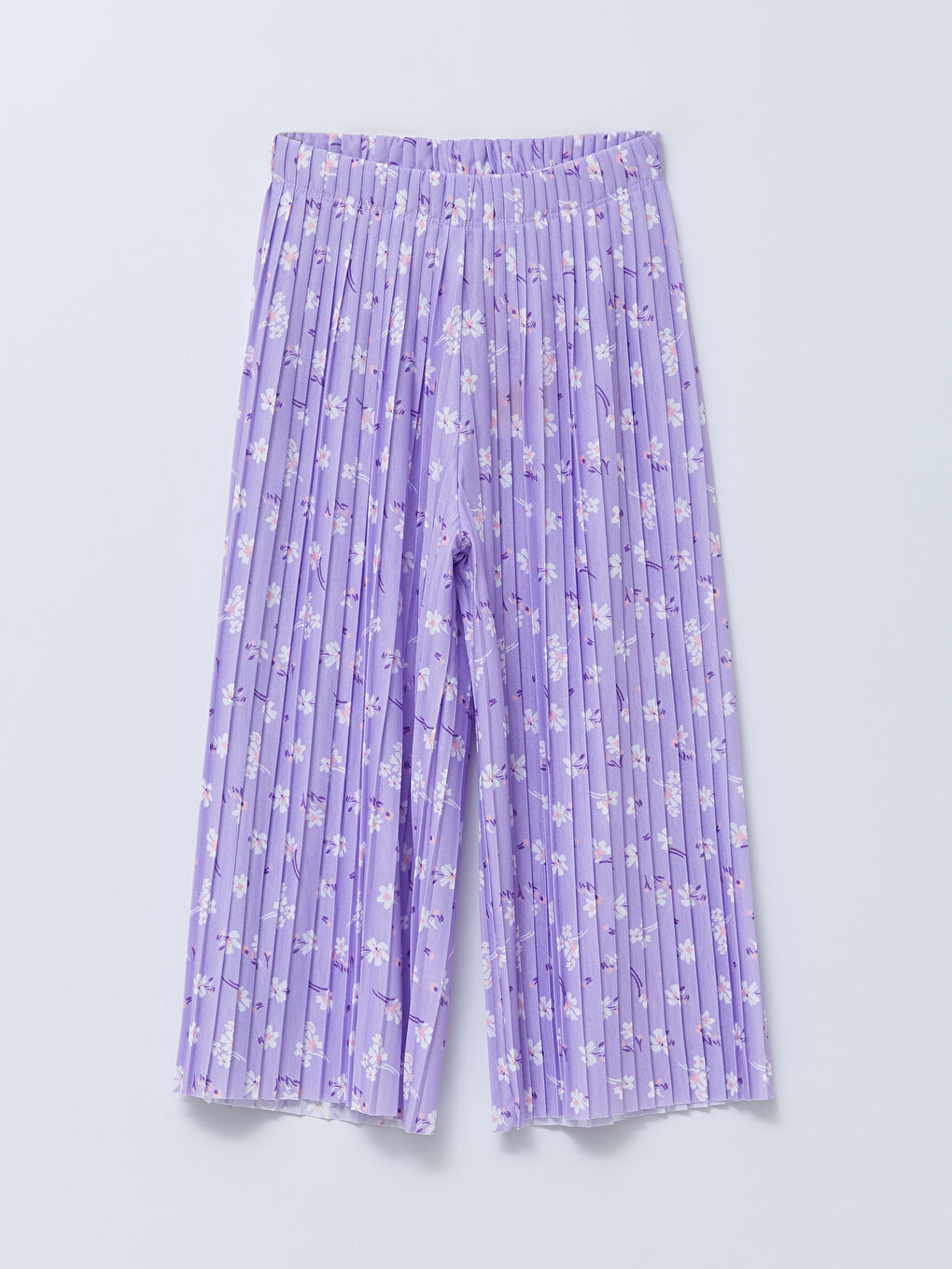 بنطلون رياضي واسع الساق مطبوع بخصر مطاطي للبنات