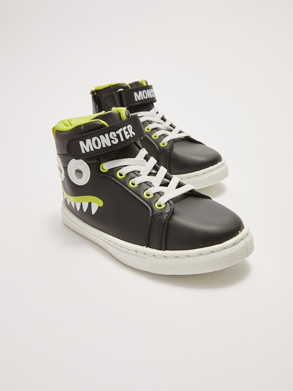 Siyah Baskılı Bağcık ve Cırt Cırtlı Erkek Çocuk Spor Ayakkabı-4