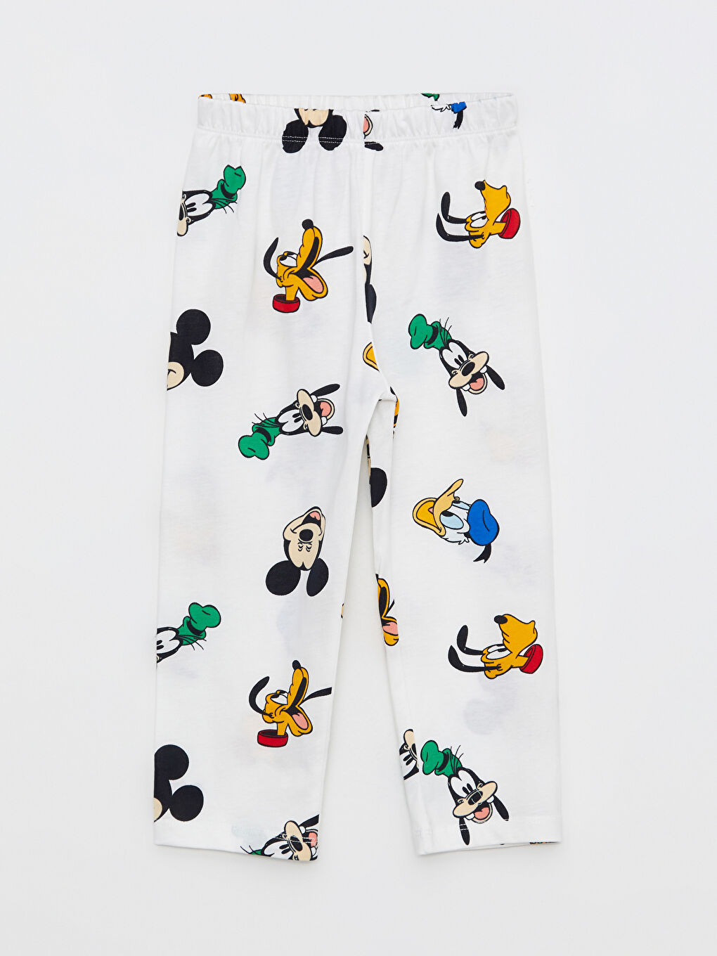 Ekru Polo Yaka Kısa Kollu Mickey Mouse Baskılı Pamuklu Erkek Bebek Pijama Takım-2