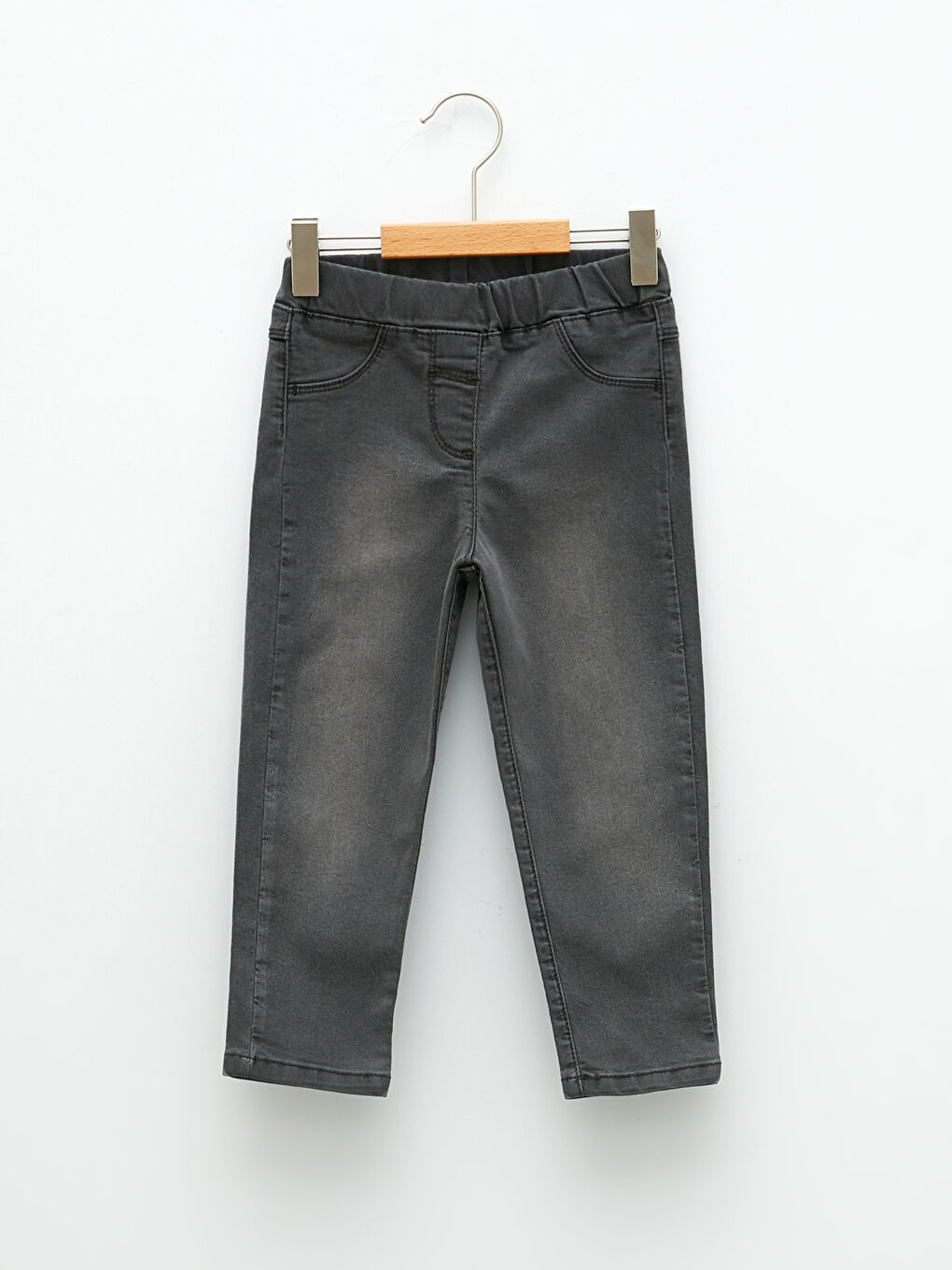 LCW baby Gri Beli Lastikli Basic Kız Bebek Jean Pantolon - 3