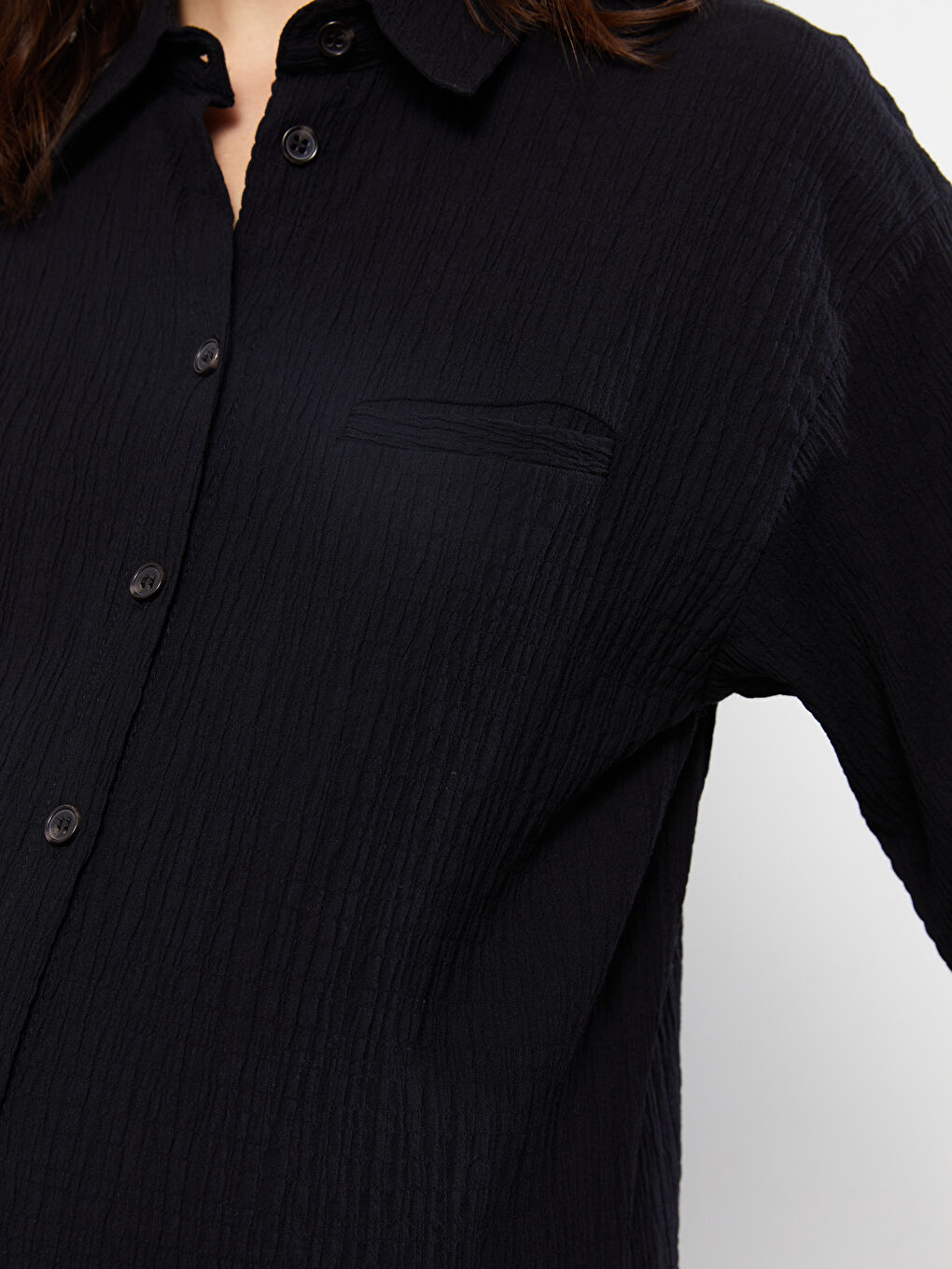 Long Sleeve Poplin Maternity Shirt Tunic-3