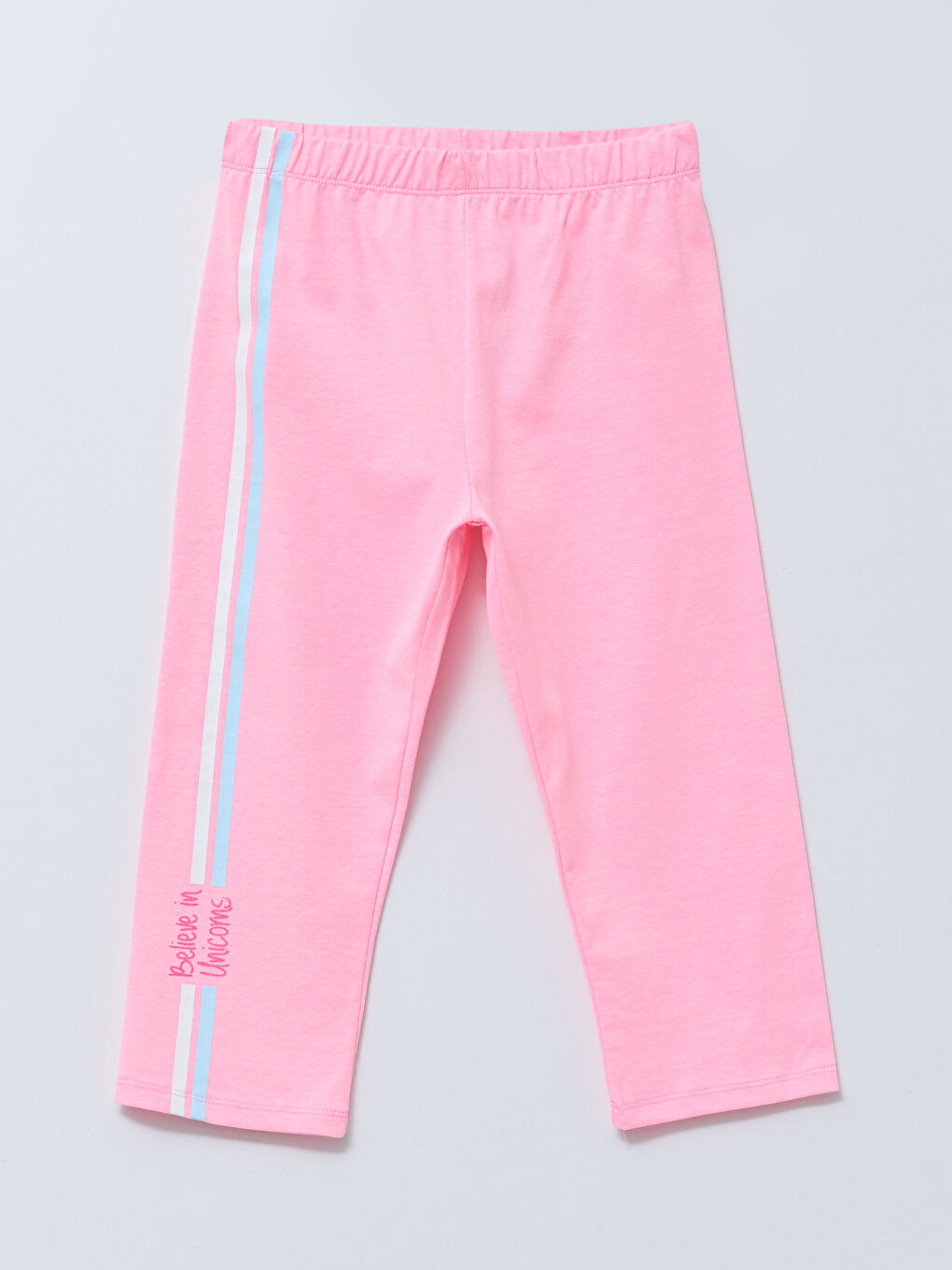 Crew Neck Printed Short Sleeve Girls' T-Shirt and Tights-2