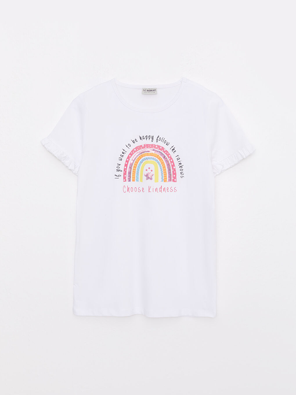 Crew Neck Printed Short Sleeve Girls' Blouse and Leggings-1