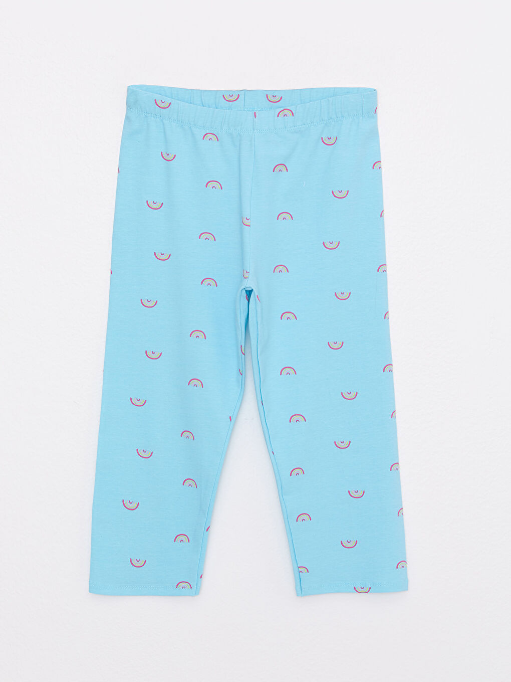 Crew Neck Printed Short Sleeve Girls' Blouse and Leggings-3