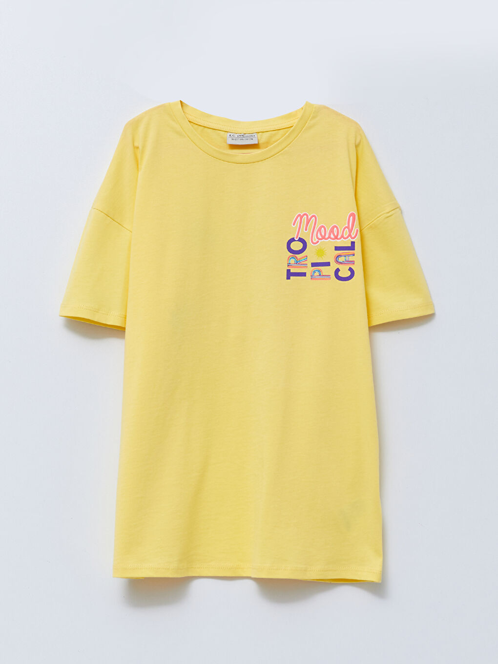 Crew Neck Printed Short Sleeve Cotton Girls T-Shirt and Tights-1