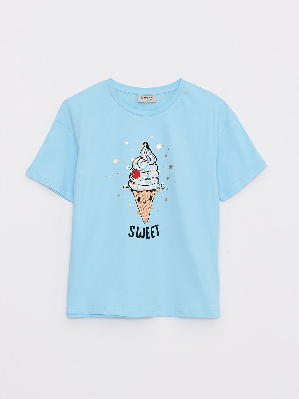 Crew Neck Printed Short Sleeve Girl's 2-Piece T-Shirt and Shorts-1