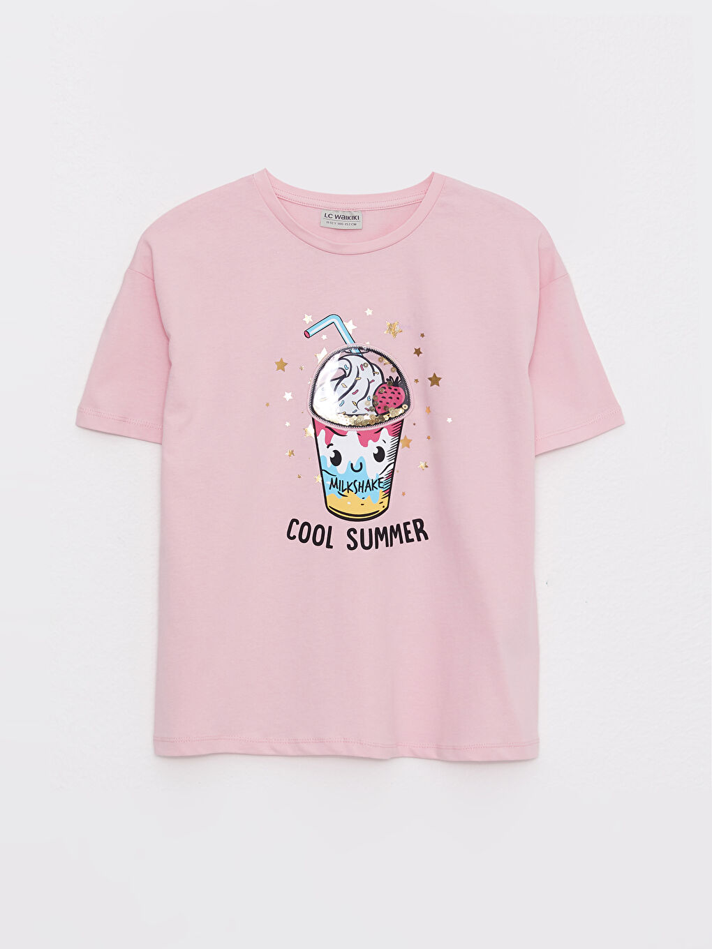 Crew Neck Printed Short Sleeve Girl's 2-Piece T-Shirt and Shorts-2