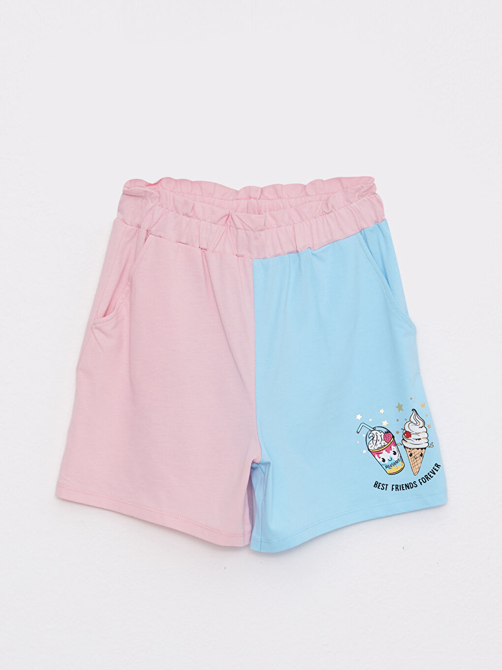 Crew Neck Printed Short Sleeve Girl's 2-Piece T-Shirt and Shorts-4