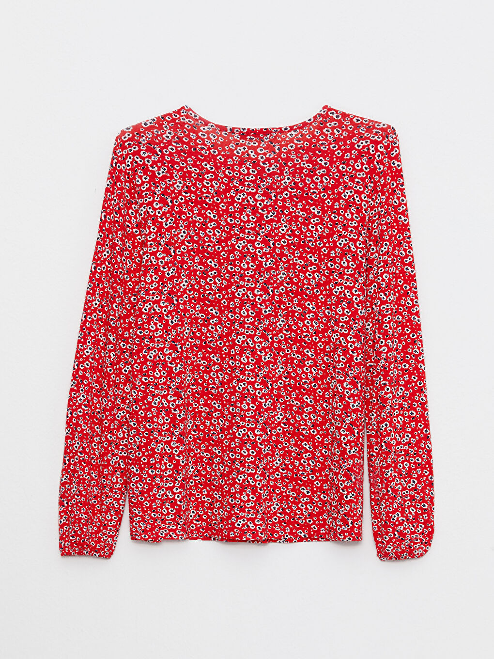 Blouse à Col Lavallière à Motifs et Manches Longues pour Femmes-6