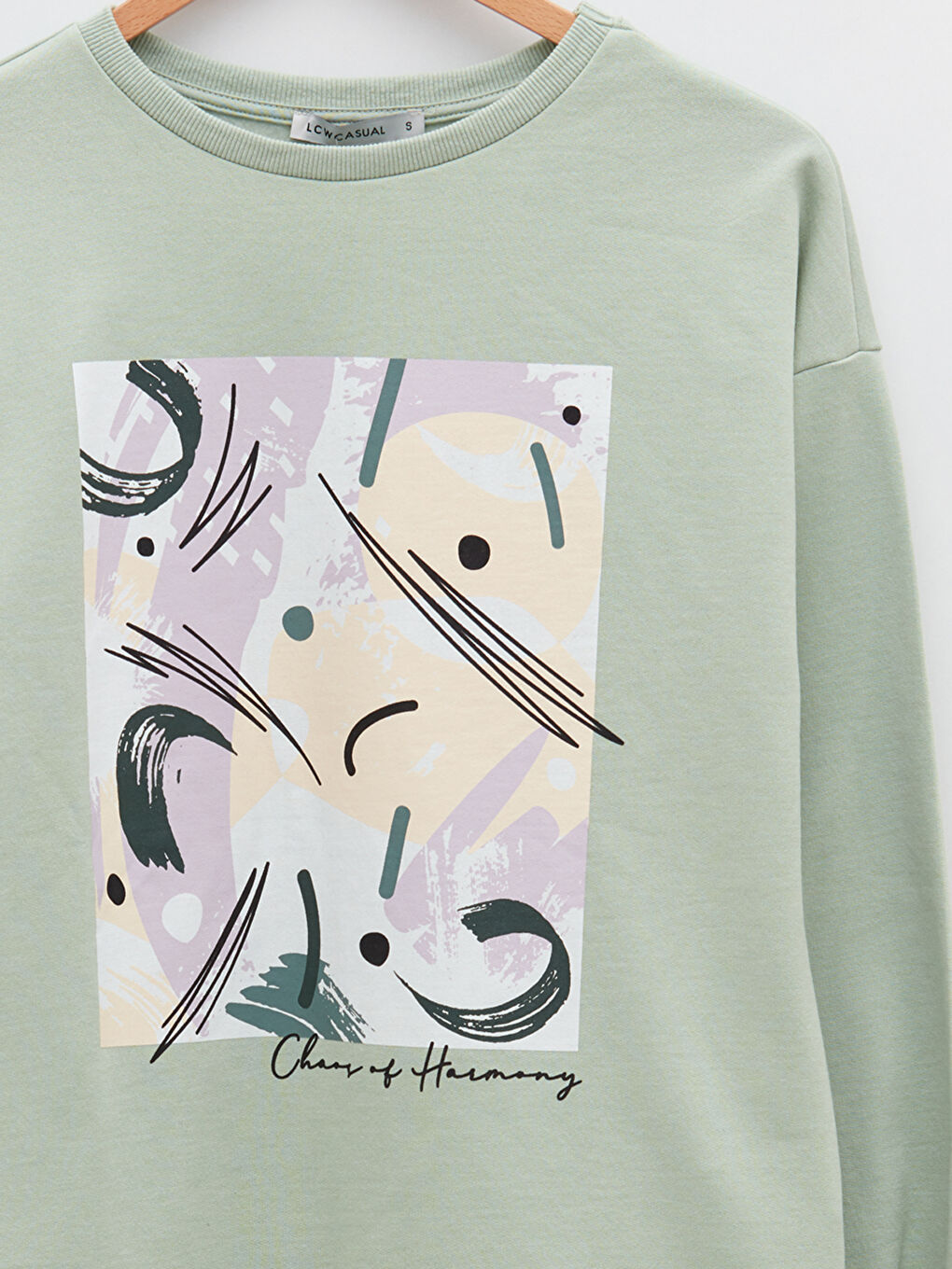 әйелдерге арналған ұзын жеңді принтті дөңгелек жағалы свитшот-7