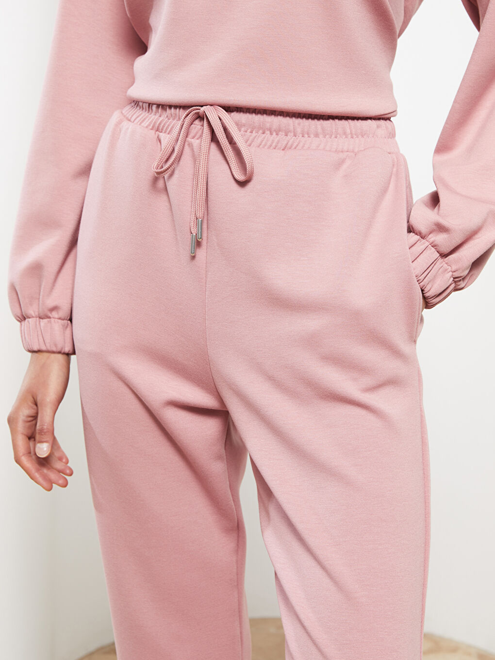 Women's Elasticated Waist Plain Sweatpants-3