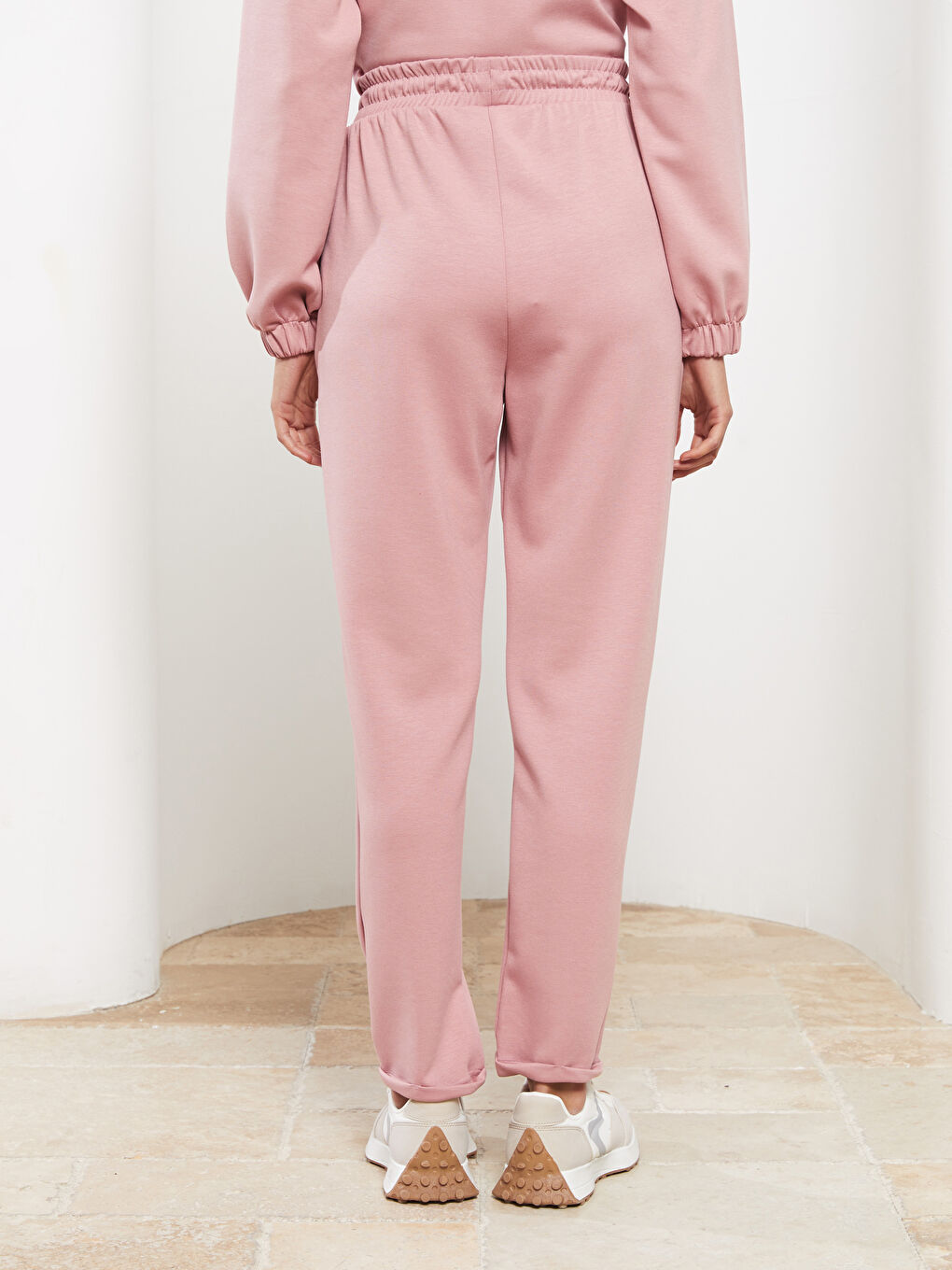 Women's Elasticated Waist Plain Sweatpants-4