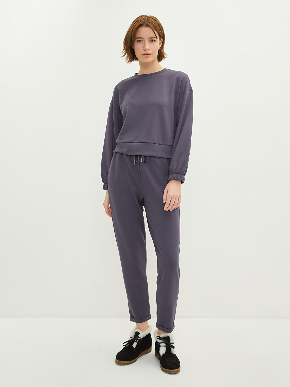 Pantaloni De Trening Drepți Cu Talie Elastică Pentru Femei