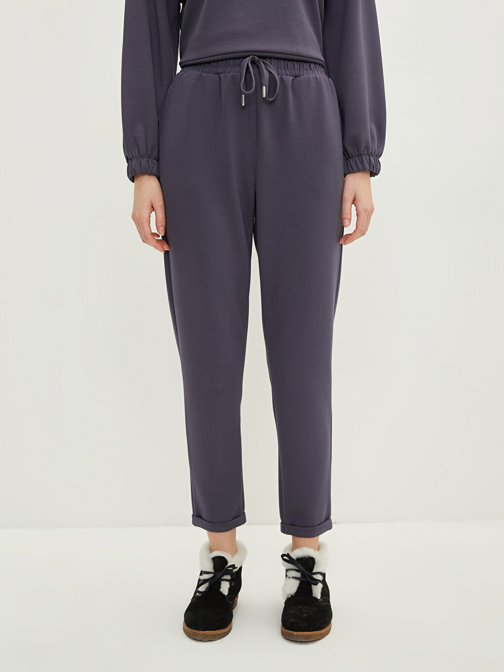 Pantaloni De Trening Drepți Cu Talie Elastică Pentru Femei-3