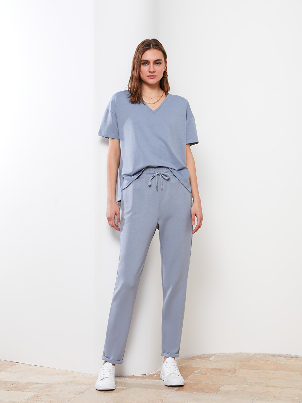 Pantaloni De Trening Drepți Cu Talie Elastică Pentru Femei