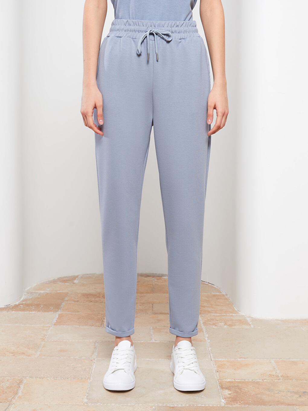 Pantaloni De Trening Drepți Cu Talie Elastică Pentru Femei-3