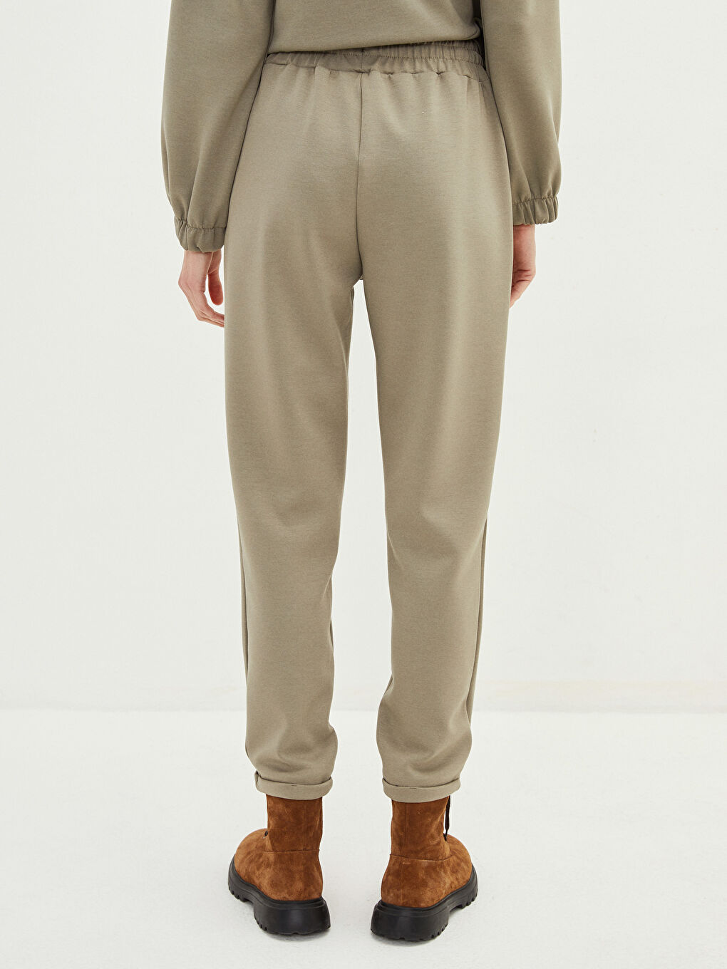 بنطلون رياضي سادة بخصر مرن للسيدات-3