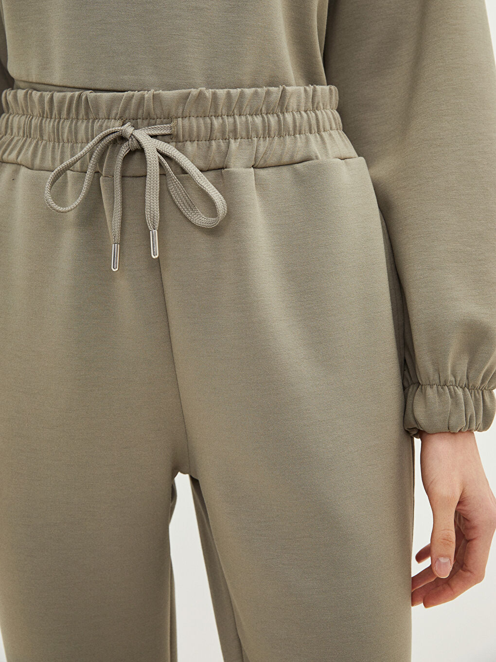 بنطلون رياضي سادة بخصر مرن للسيدات-4