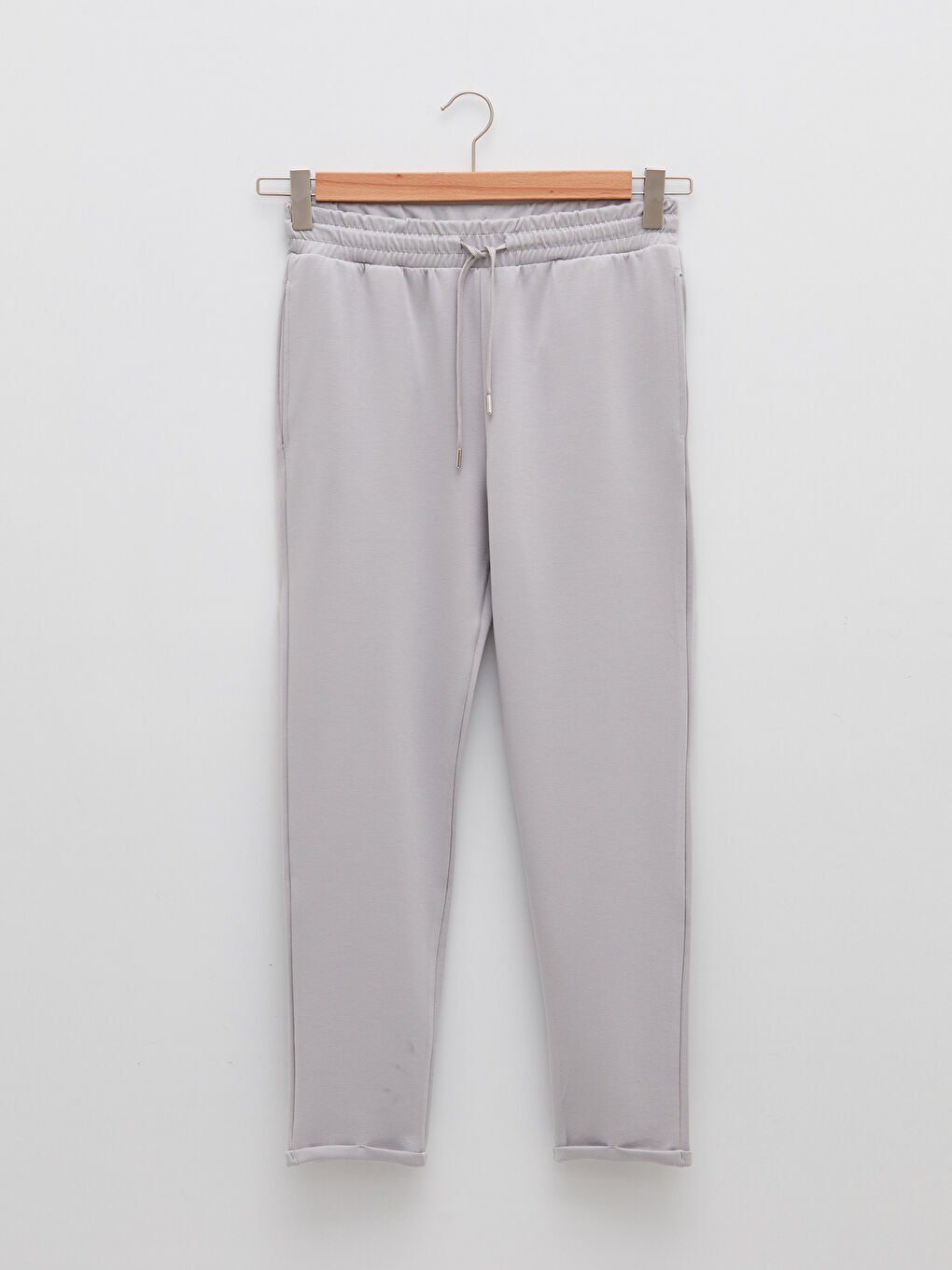 Gri Kadın Beli Lastikli Düz Eşofman Altı-5