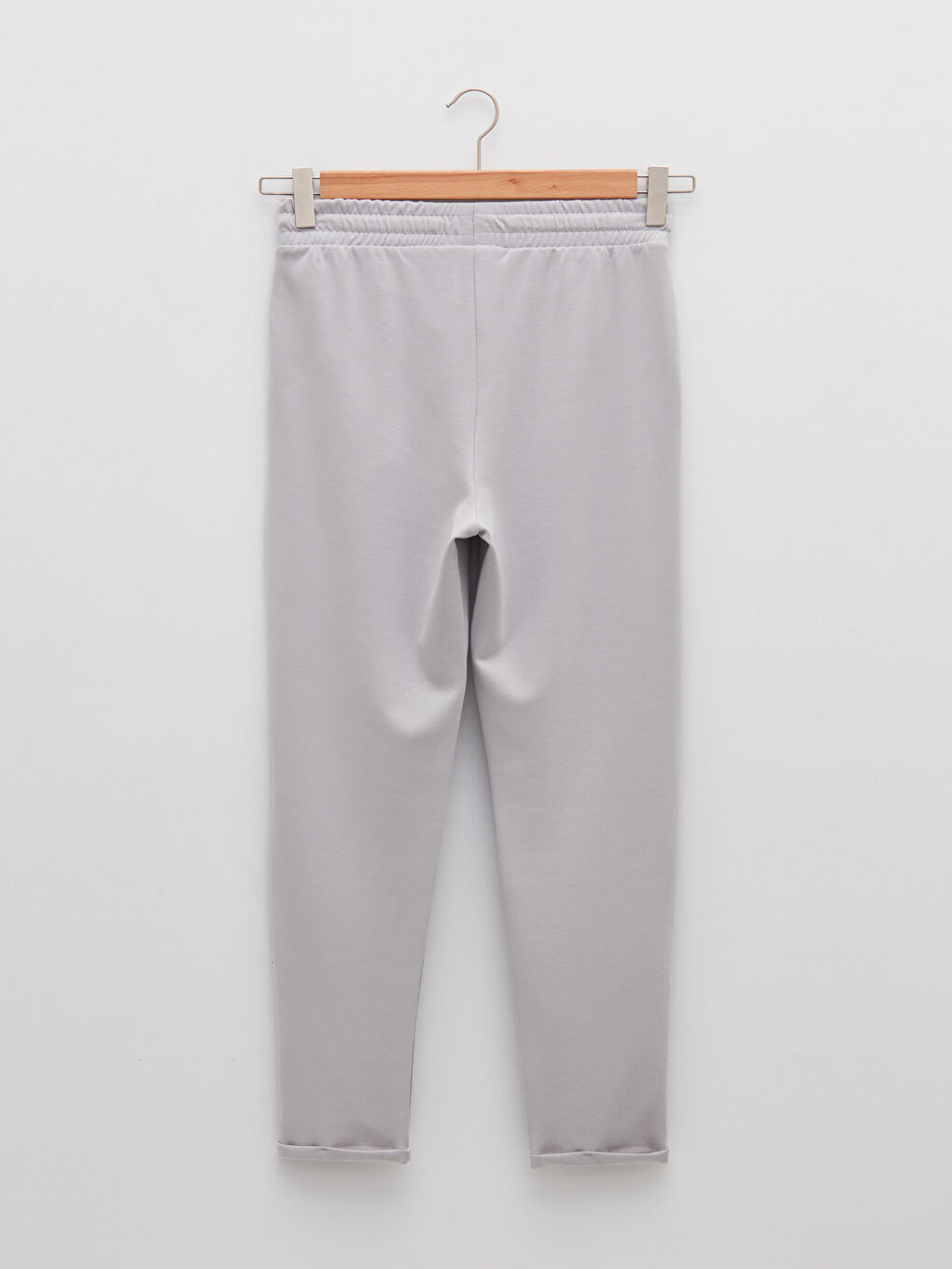 Gri Kadın Beli Lastikli Düz Eşofman Altı-6