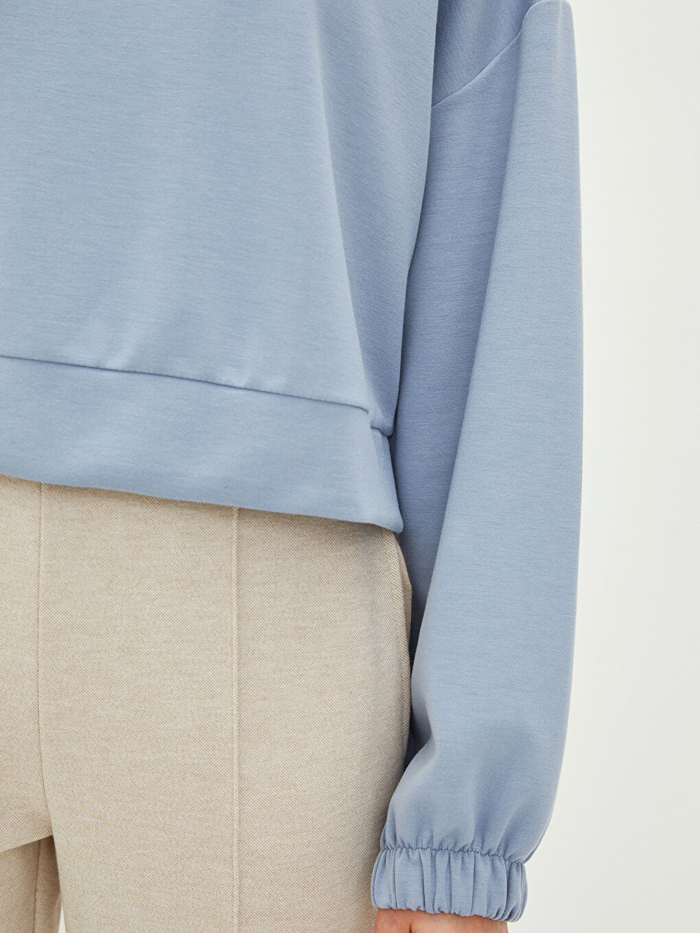 Mavi Bisiklet Yaka Düz Uzun Kollu Kadın Sweatshirt-3