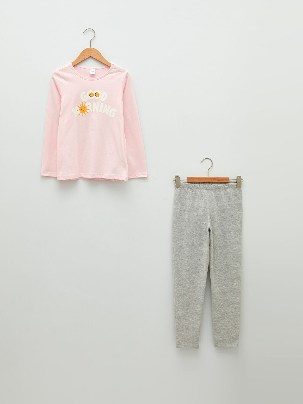 Crew Neck Printed Long Sleeve Girls' Pyjama Set