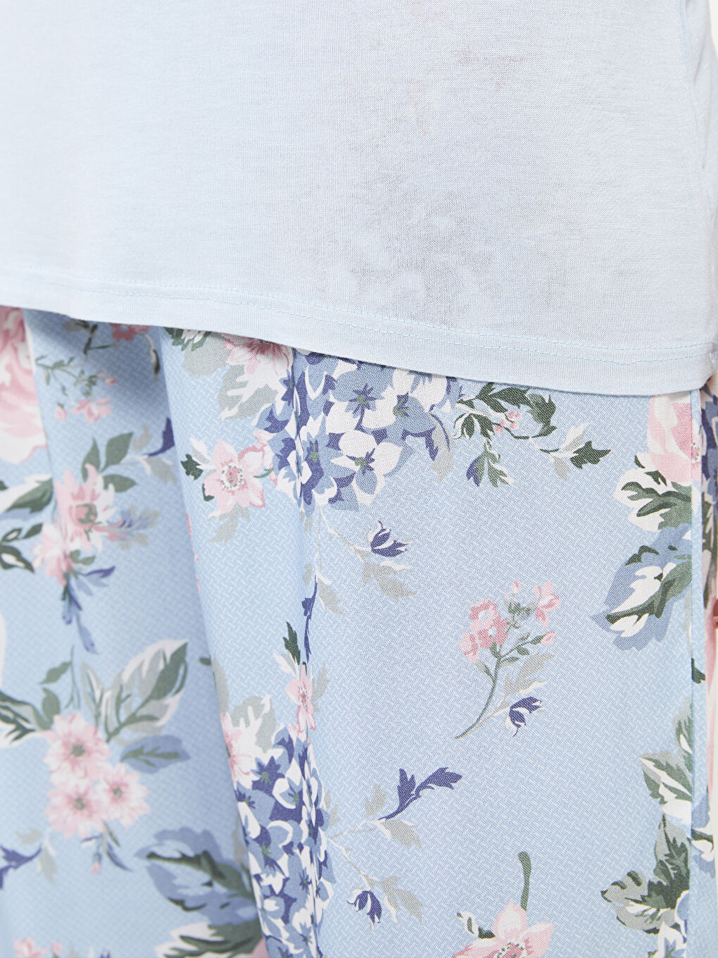 Crew Neck Floral Short Sleeve Viscose Women's Pajamas Set-3