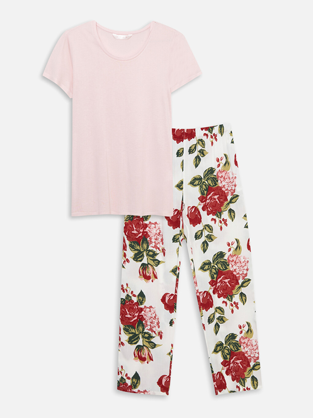 Crew Neck Floral Short Sleeve Viscose Women's Pyjamas Set-5