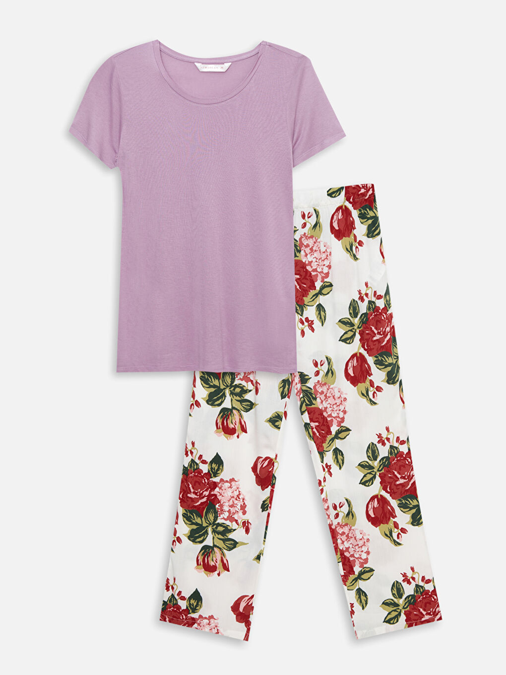 Crew Neck Floral Short Sleeve Viscose Women's Pajamas Set-5