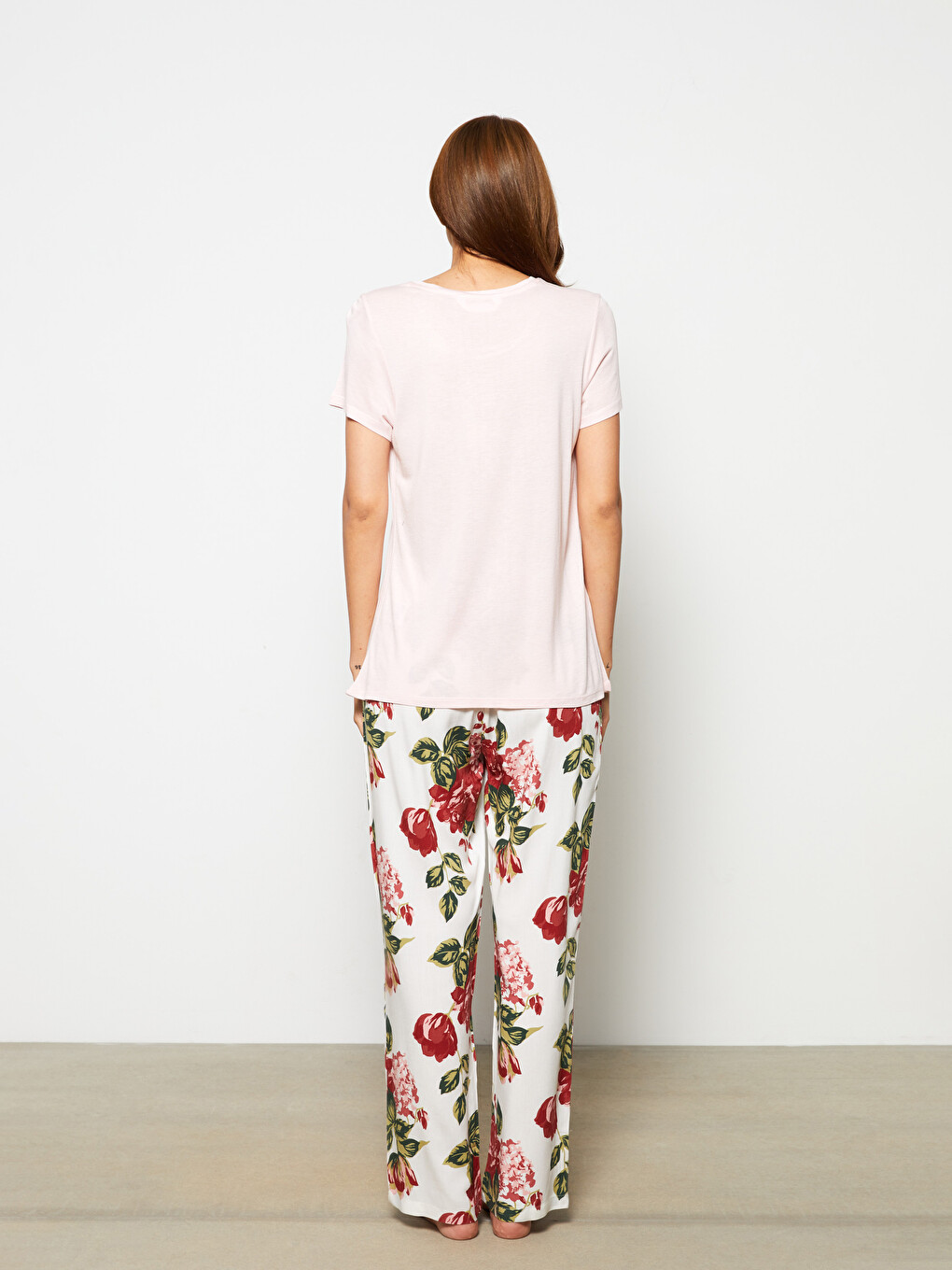 Crew Neck Floral Short Sleeve Viscose Women's Pyjamas Set-4