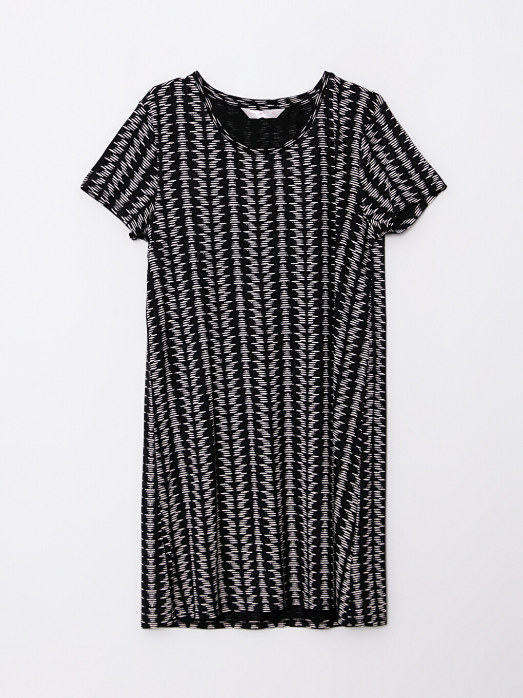 Crew Neck Patterned Short Sleeve Women's Nightdress-4