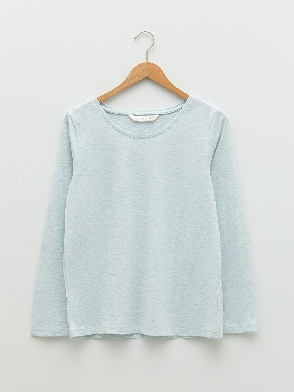 طقم بيجامة كم طويل سادة بياقة دائرية للسيدات-5