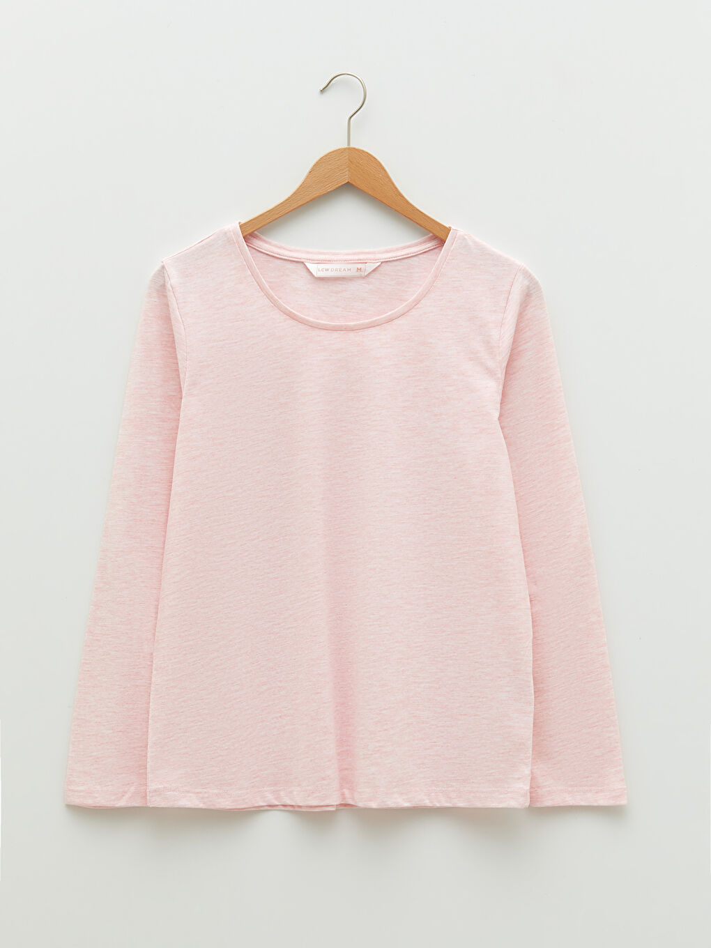 طقم بيجامة كم طويل سادة بياقة دائرية للسيدات-5