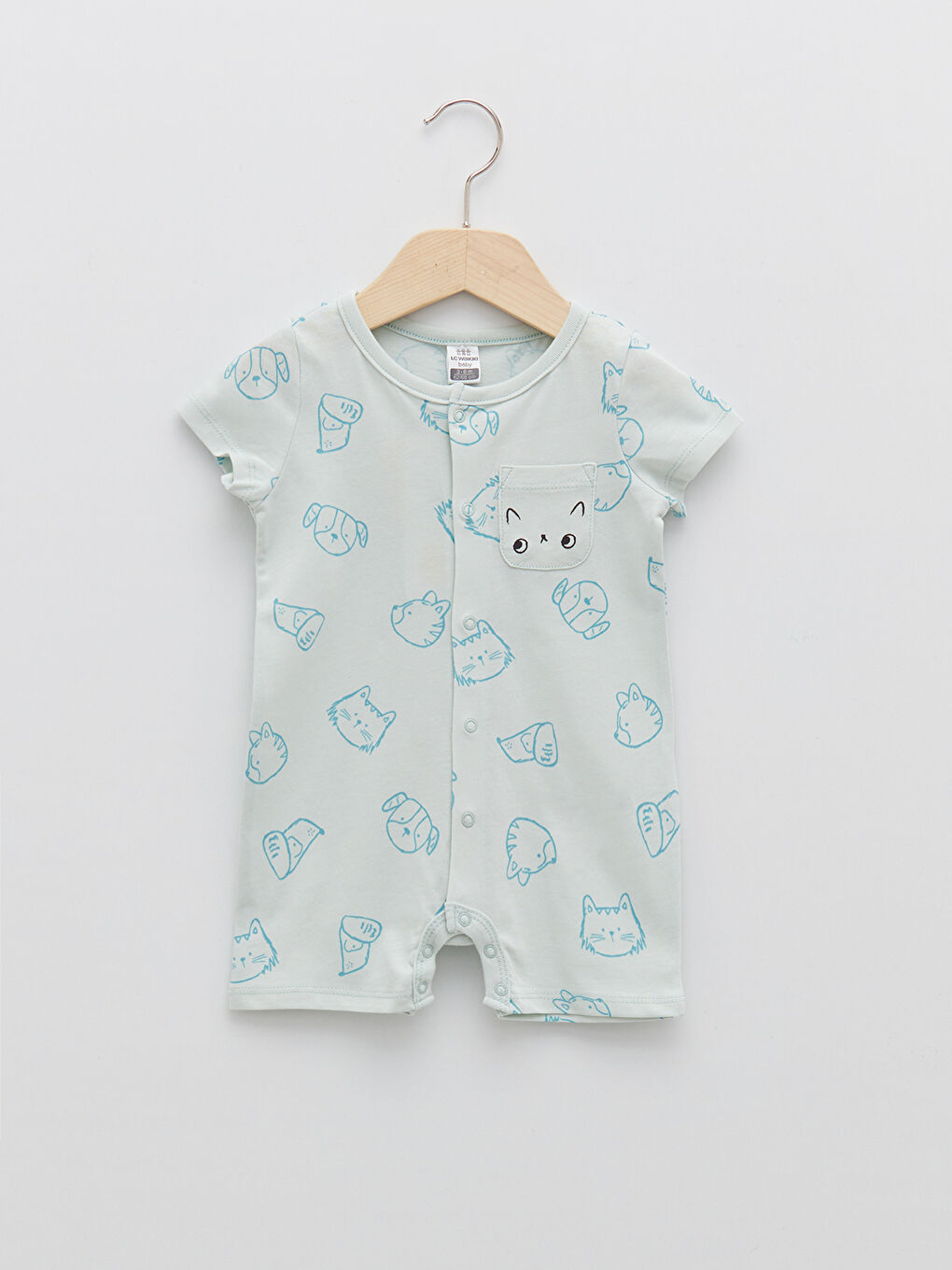 Crew Neck Short Sleeve Printed Cotton Baby Boys' Jumpsuit