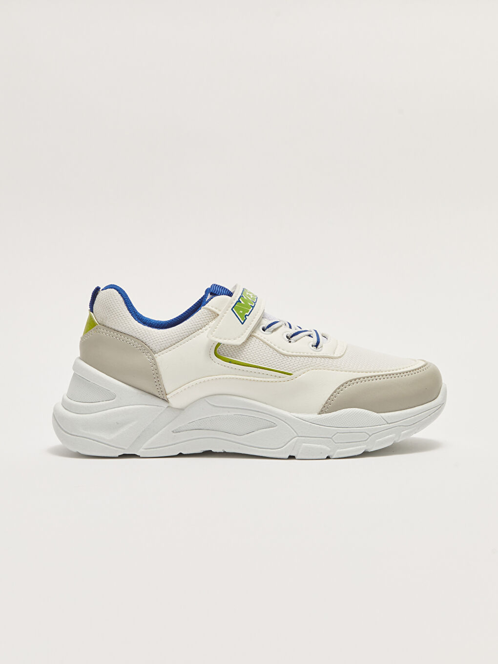 Beyaz Renk Bloklu Bağcık ve Cırt Cırtlı Erkek Çocuk Spor Ayakkabı-2