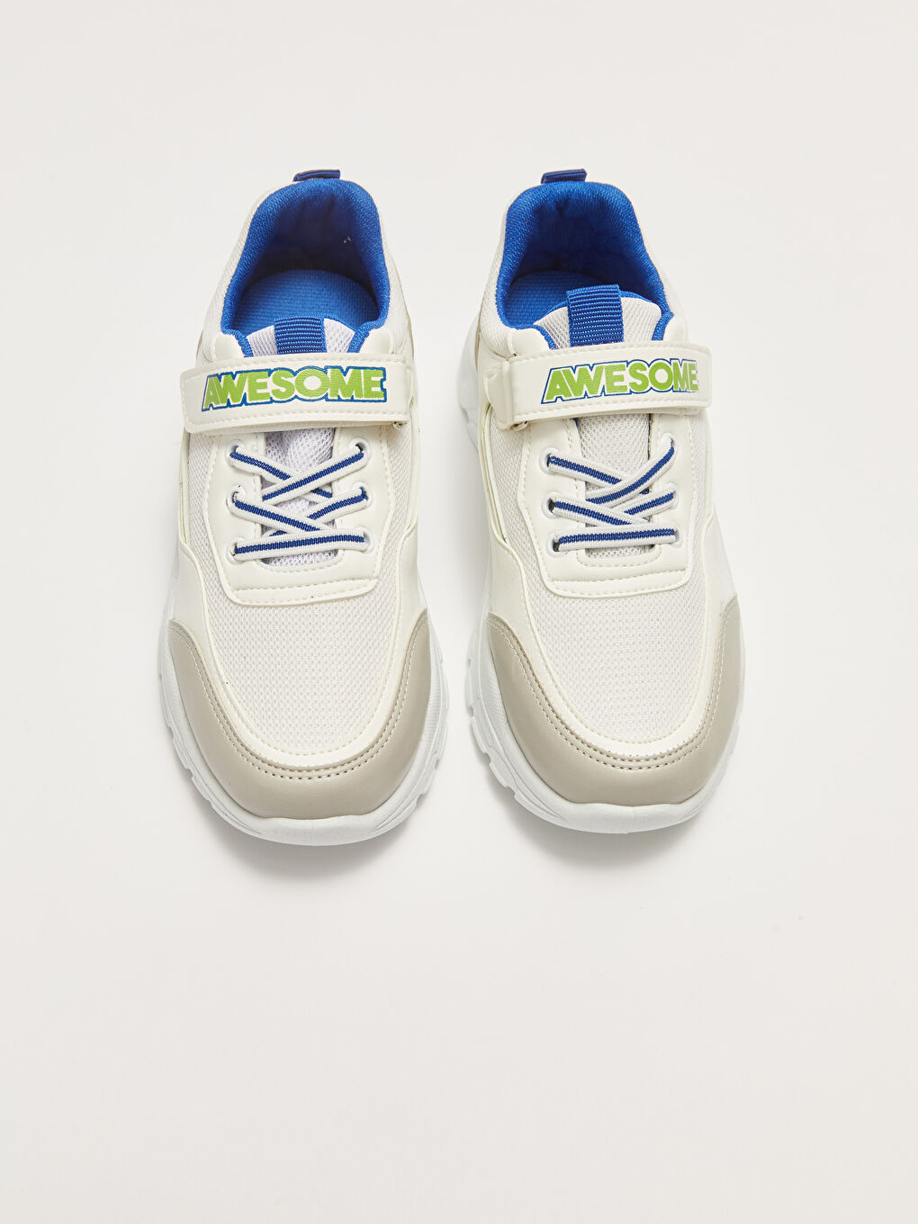 Beyaz Renk Bloklu Bağcık ve Cırt Cırtlı Erkek Çocuk Spor Ayakkabı-5