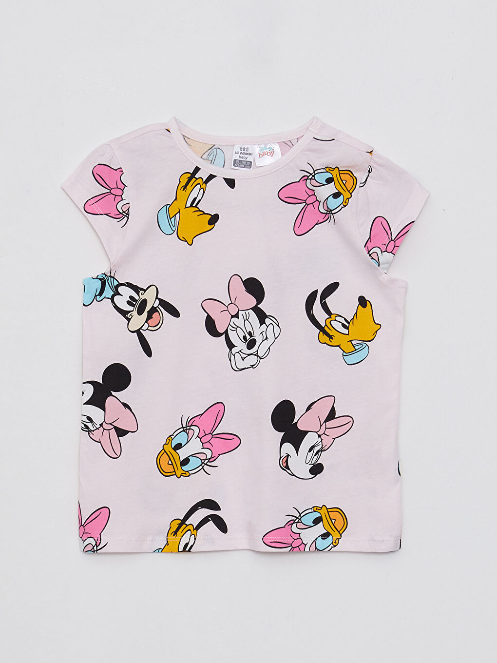 Crew Neck Short Sleeve Minnie Mouse Printed Baby Girl Pajamas Set-1