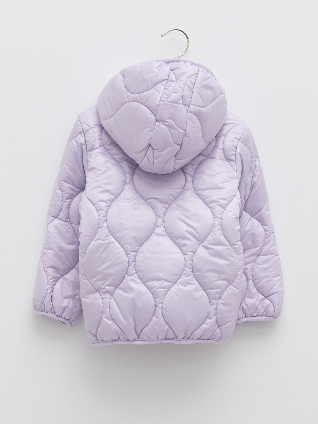 Lila Kapüşonlu Uzun Kollu Basic Kız Bebek Fermuarlı Mont-2