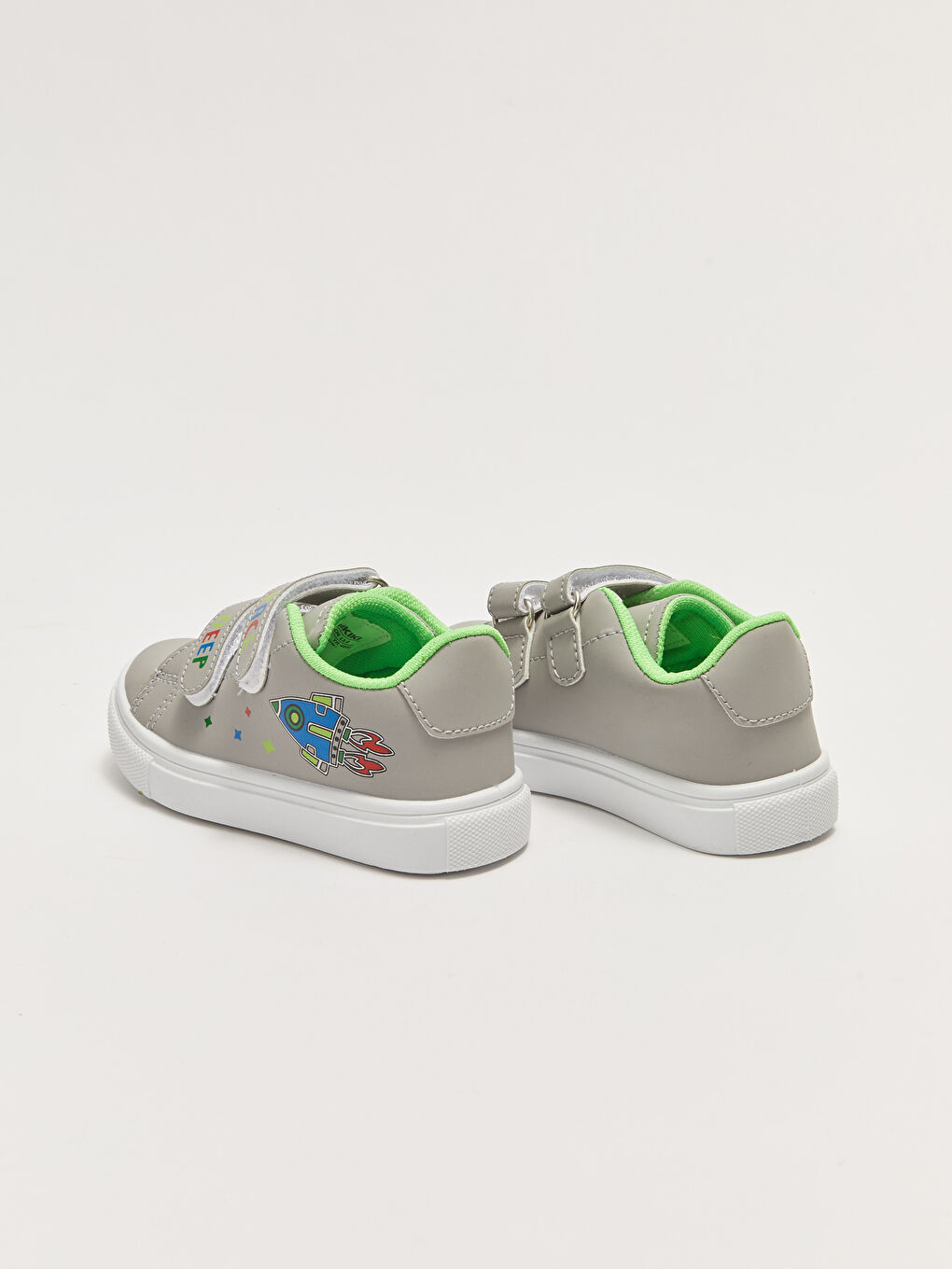 Gri Baskılı Cırt Cırtlı Erkek Bebek Spor Ayakkabı-2