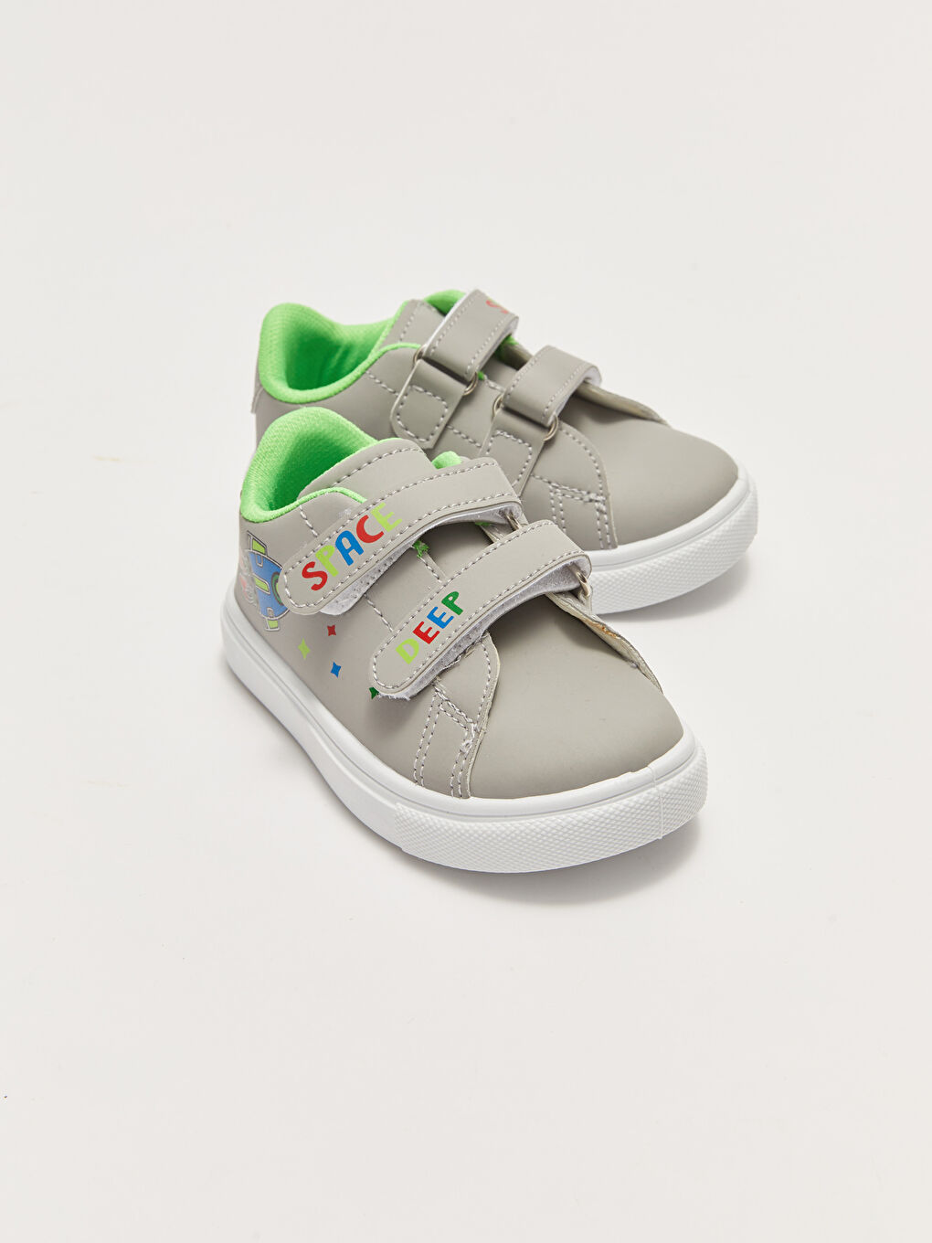 Gri Baskılı Cırt Cırtlı Erkek Bebek Spor Ayakkabı-4