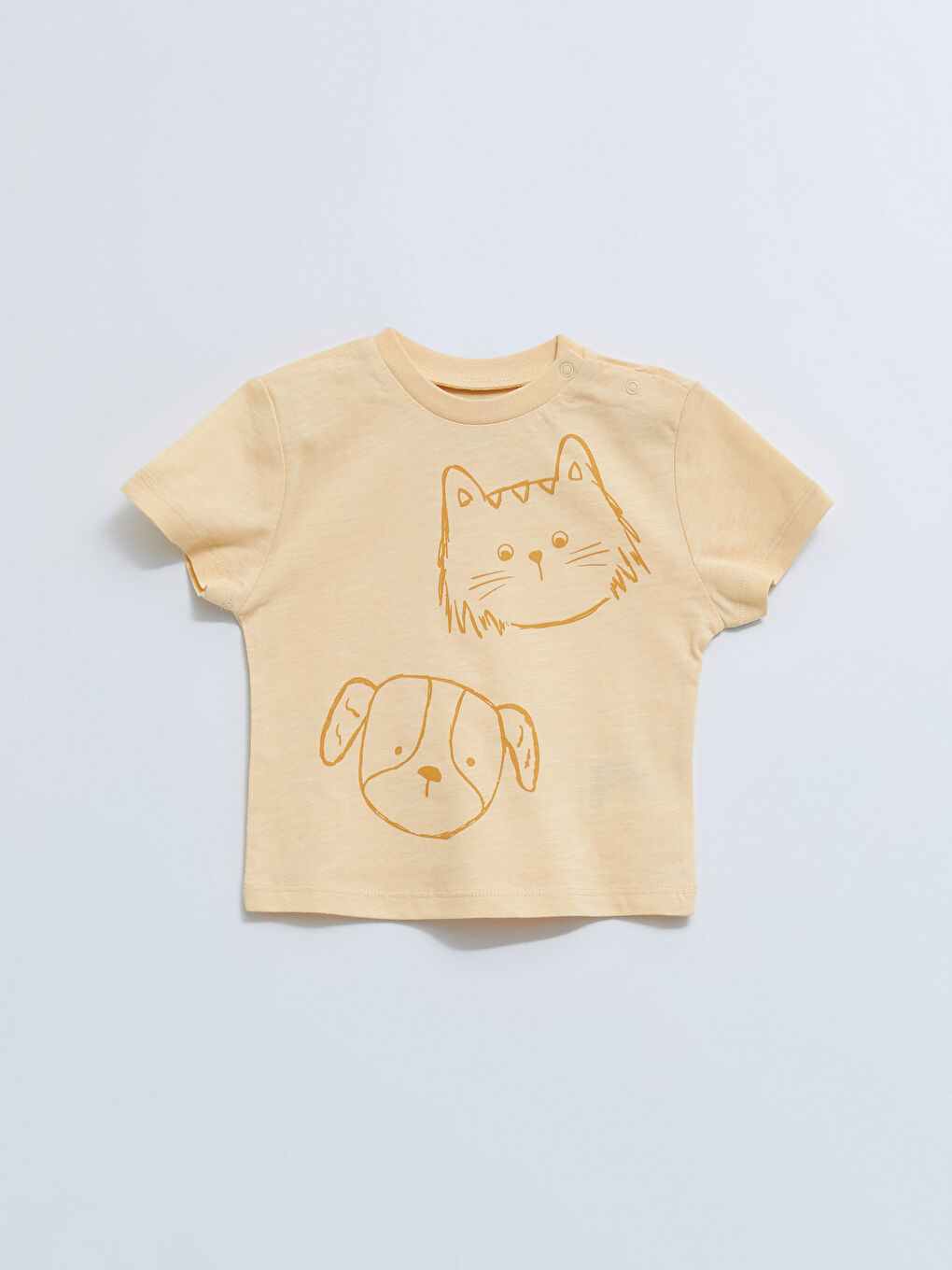 Sarı Bisiklet Yaka Kısa Kollu Baskılı Erkek Bebek Tişört ve Şort 2'li Takım-1