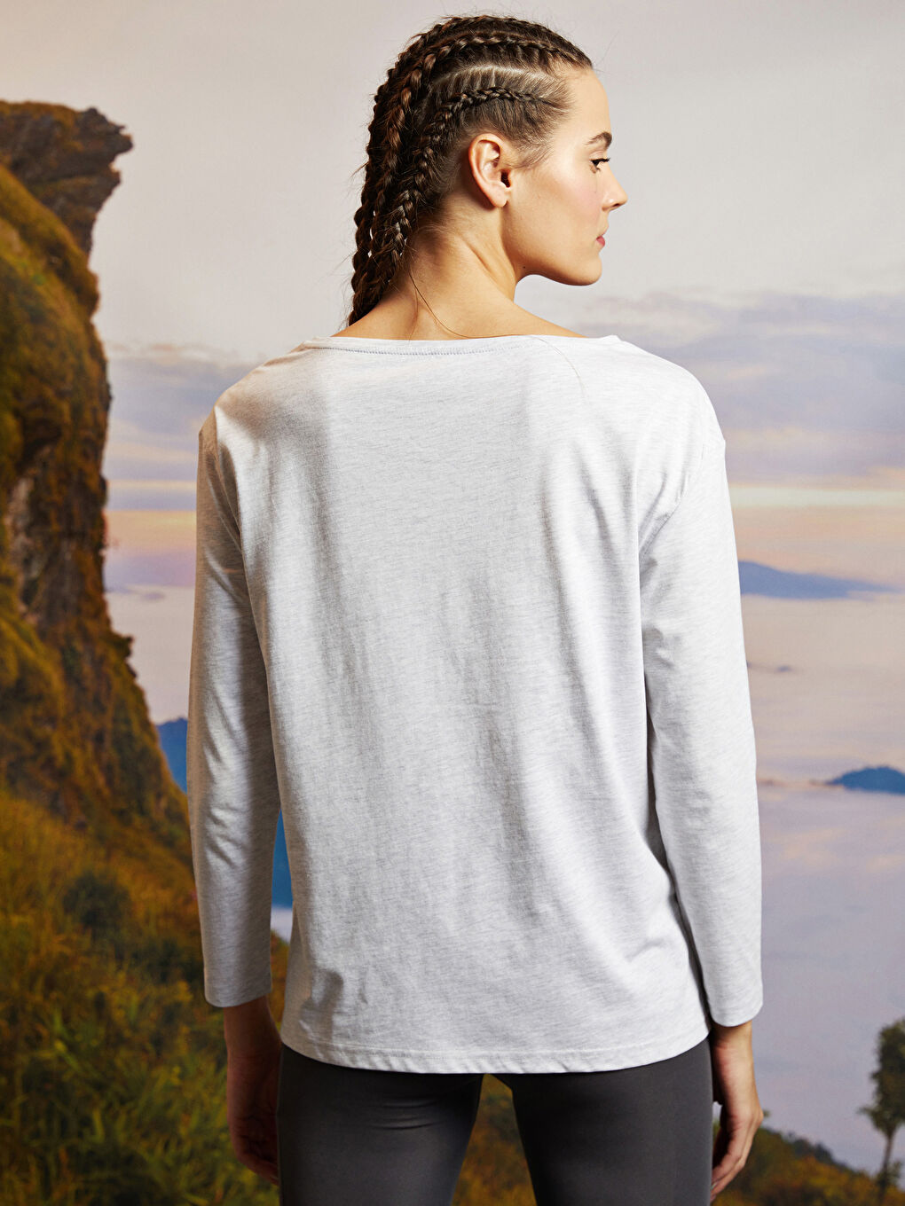 LCW OUTDOOR Boat Collar Straight Long Sleeve Women's Outdoor T-Shirt -S2BN75Z8-L8T