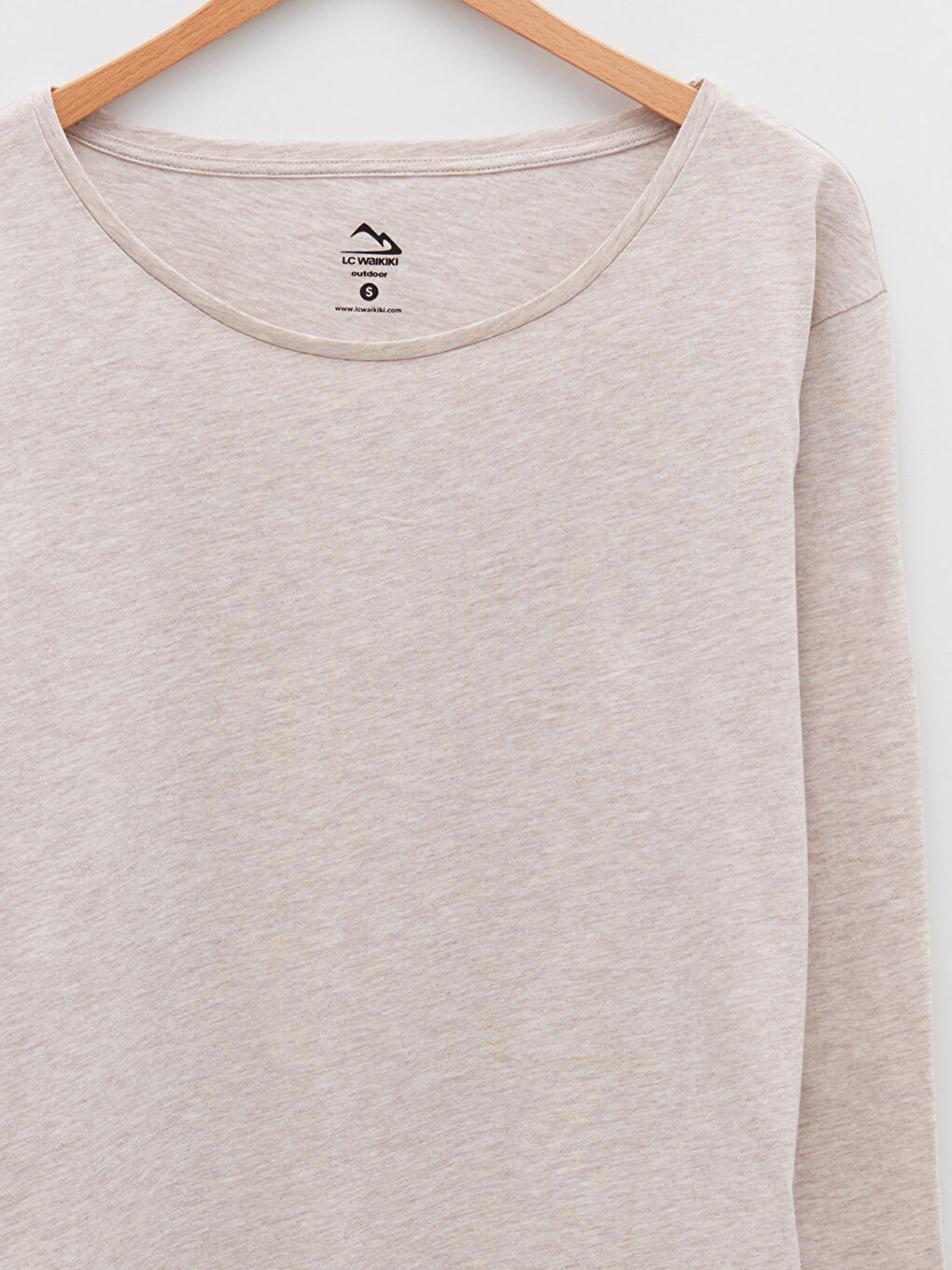 Bej Kayık Yaka Düz Uzun Kollu Kadın Outdoor Tişört-8