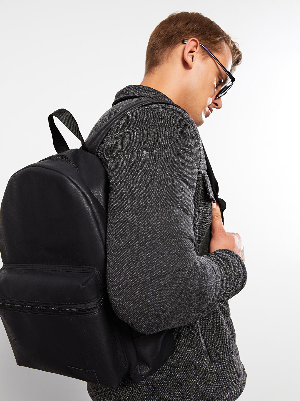 LC Waikiki Leather Look Men's Backpack with Laptop Compartment -S2BN86Z8-HUC