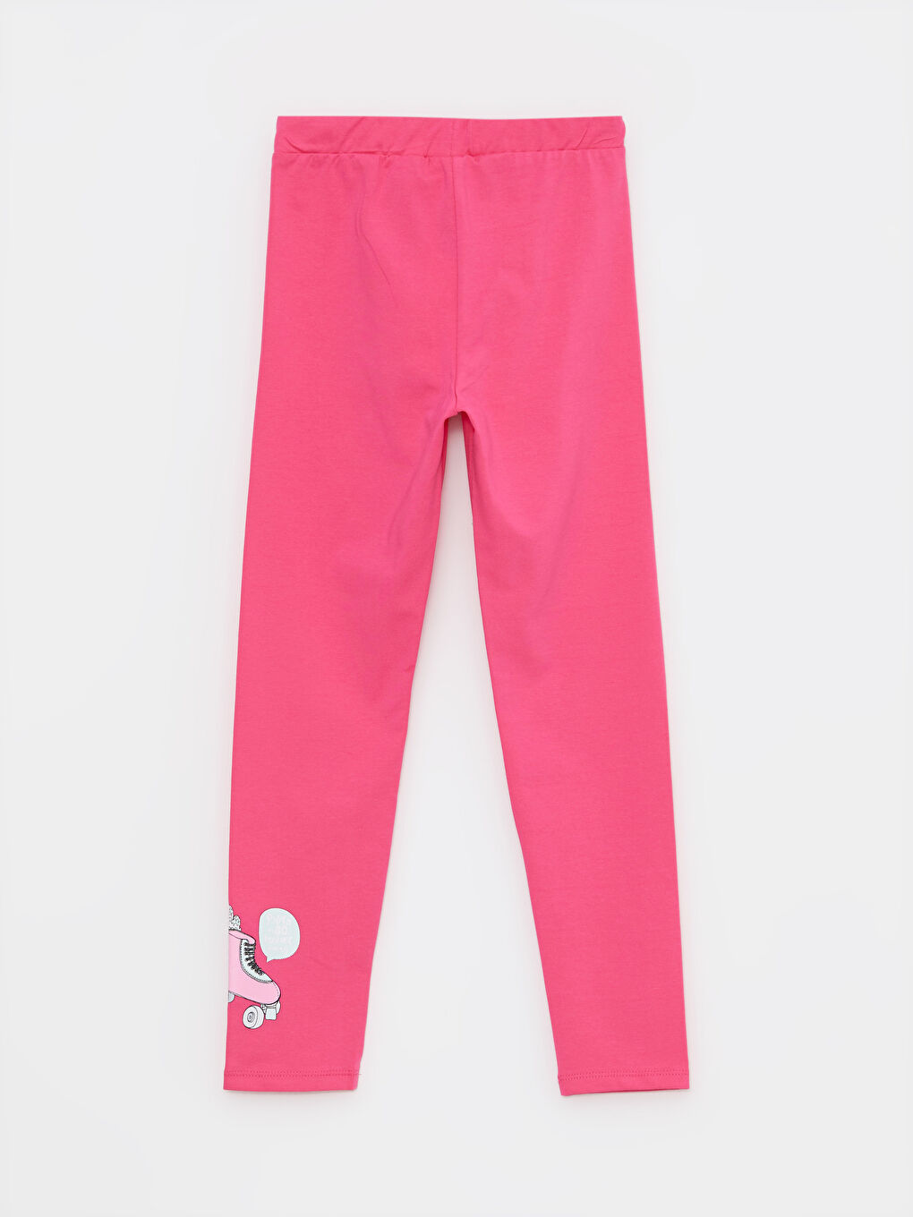 Pembe Beli Lastikli Baskılı Pamuklu Kız Çocuk Uzun Tayt-1