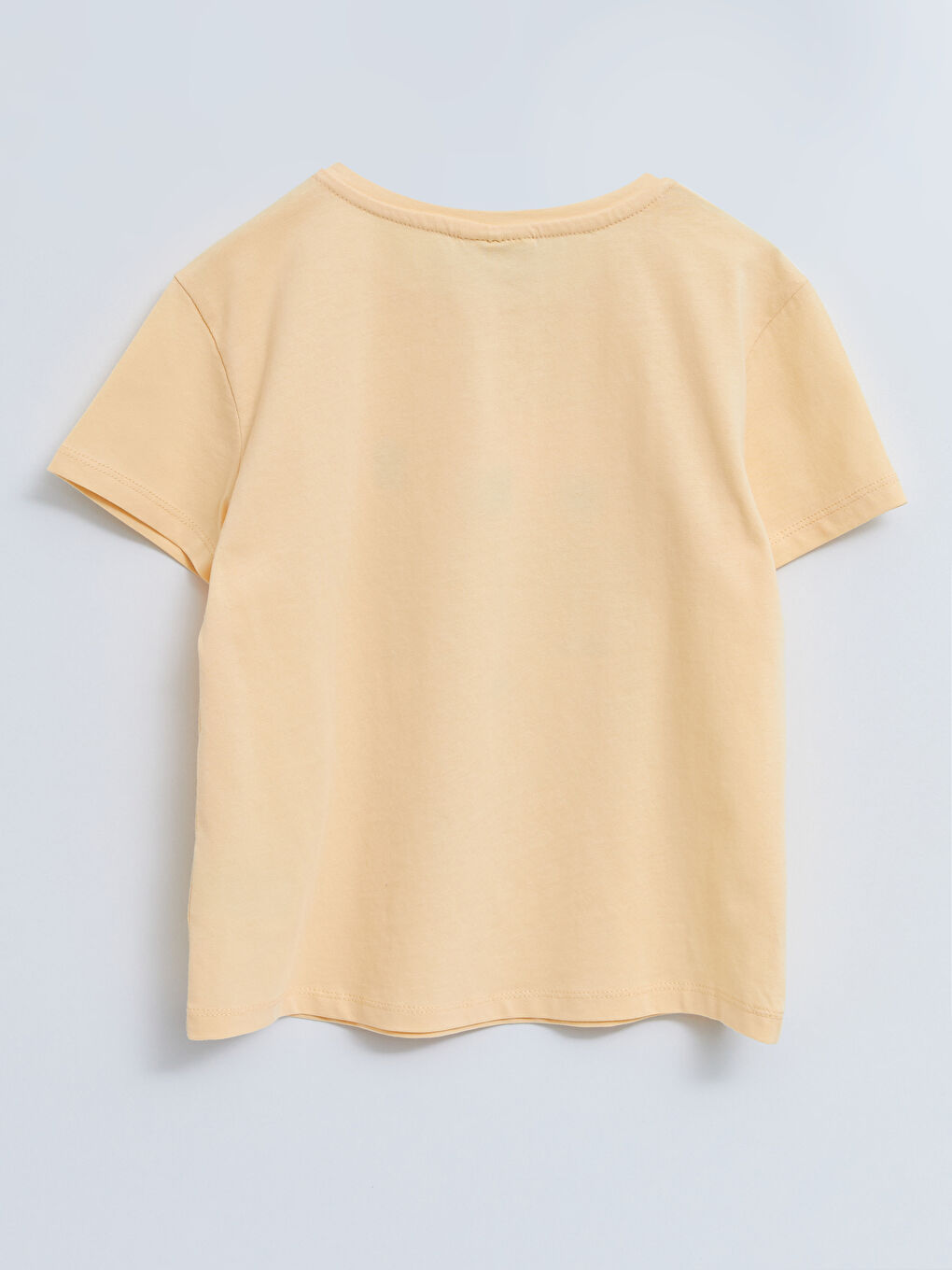 Turuncu Bisiklet Yaka Baskılı Kısa Kollu Kız Çocuk Tişört-1