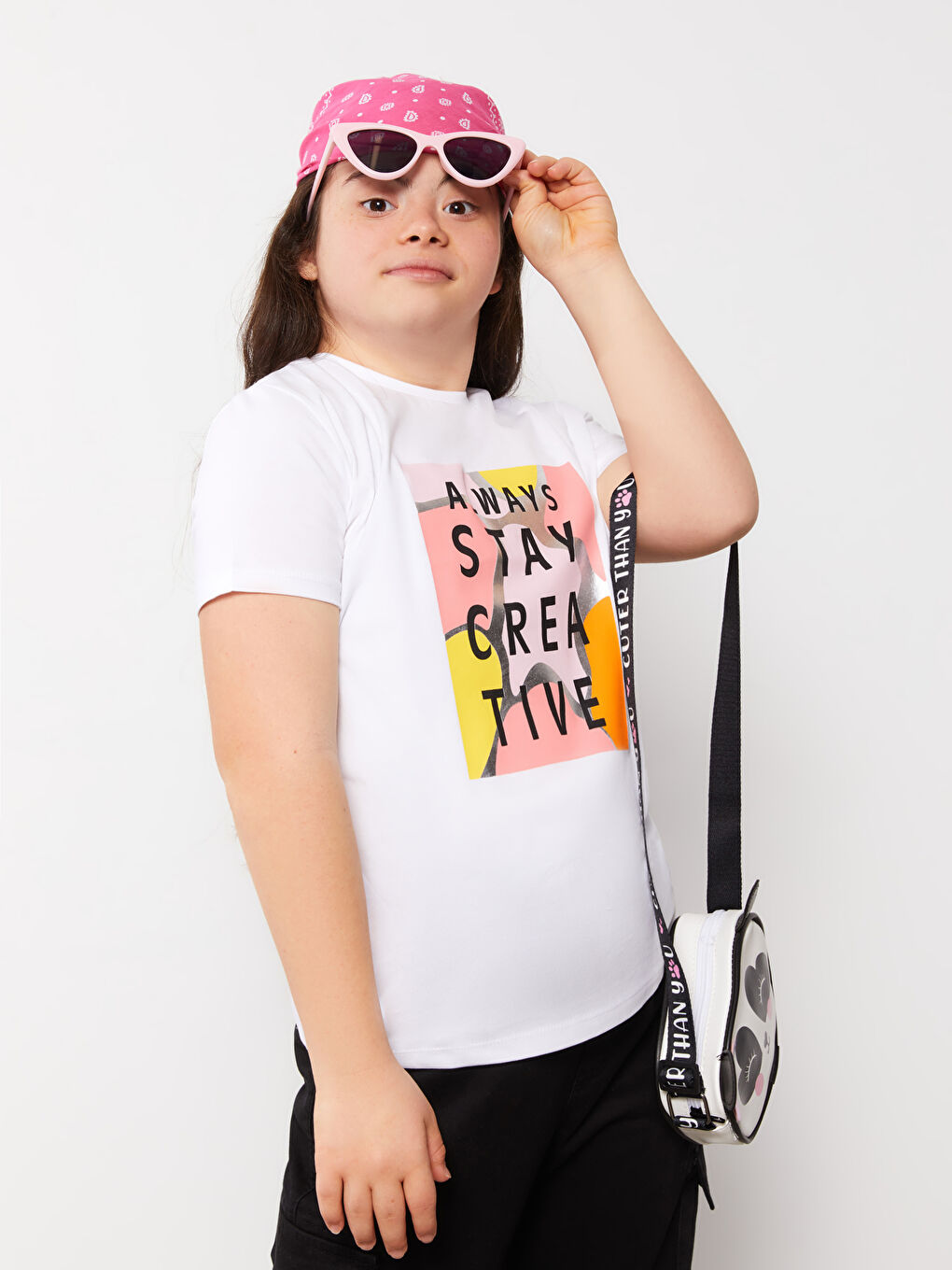 Crew Neck Printed Short Sleeve Girls' T-Shirt-1