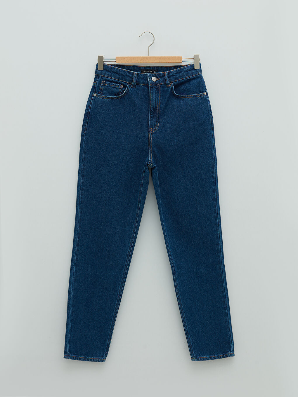 Джинсы из денима Rodeo с высокой посадкой, мом-фитом и деталями карманов для женщин-5