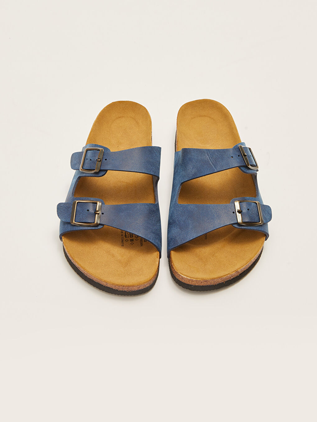 Lacivert Çift Bantlı Toka Detaylı Erkek Çocuk Terlik-2